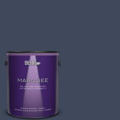 the behr marquee paint in teal is shown on a blue background