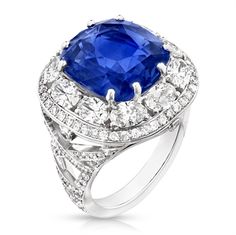 Fabergé Sapphire Cushion Cut Ring Colored Rings, Blue Jewellery, Royal Jewels, Double Halo, Deco Engagement Ring, Art Deco Engagement Ring, Bling Rings, Blue Sapphire Rings