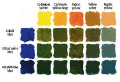 the color chart for different shades of paint