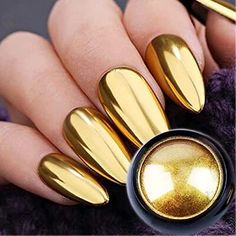 ad eBay - Holographic Mirror Nail Powders Chrome Gold Effect Pure Metallic Dust Sequins... - Buy Now, click the link (eBay) Nails Pies, Nail Chrome, Mirror Nails Powder, Gold Gel Nails, Gold Chrome Nails, Chrome Nail Polish, Emerald Nails, Gold Nail Polish, Chrome Nail Powder