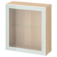 a wooden and glass display case on white background