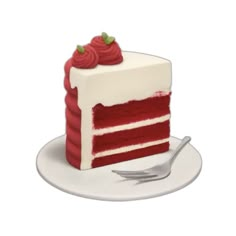 a piece of red velvet cake on a plate with a fork