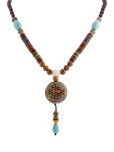 PRICES MAY VARY. Unique Design: A boho-chic wooden beaded necklace featuring an eye-catching evil eye pendant for a touch of mystique. Versatile Accessory: Perfect for elevating casual outfits or adding bohemian flair to evening looks. Quality Materials: Crafted with durable wooden beads and a sturdy metal pendant for long-lasting wear. Meaningful Symbol: The evil eye pendant is believed to ward off negative energies and bring protection. Gifting Favorite: Makes an excellent gift for women who a Bohemian Wooden Bead Necklaces For Meditation, Bohemian Wooden Beads Necklaces For Meditation, Festival Amulet Style Wooden Beaded Necklace, Bohemian Evil Eye Beads For The Beach, Bohemian Evil Eye Beads For Beach, Bohemian Evil Eye Round Beads, Bohemian Evil Eye Beads, Wooden Beads Jewelry, Vintage Accessories Jewelry