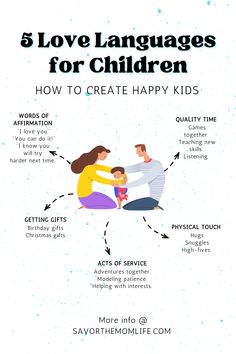 a poster with the words love languages for children and how to create happy kids