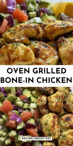 grilled chicken and vegetables with text overlay