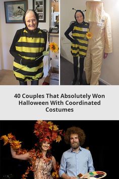 people in costumes that are wearing bee suits