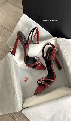 Ysl Red Heels, Heals Aesthetics, Designer Shoes Aesthetic, Red Heels Aesthetic, Red Heels Outfit, Heels 2024, Heels 2023, Saint Laurent Heels, Freetime Activities