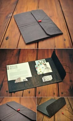 four different views of the inside of an ipad case, with instructions to make it