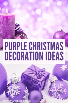 purple christmas decorations with the words purple christmas decoration ideas