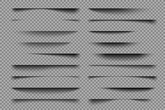 a set of different shapes and lines on a gray background, with some shadows coming from them