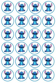 blue and pink stickers with an image of stitch - stitch stitch stitch stitch stitch stitch stitch