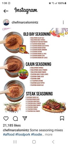 an info sheet showing the different ingredients for steak seasoning and how to use them