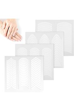 60 Sheets French Tip Nail Stickers White Self-Adhesive French Manicure Strips 4 Designs Curved Nail Tips Stickers for Edge Auxiliary DIY Manicure Stencil Tools Curved Nails, French Tip Nails, French Manicure, Nail Tips, Beauty And Personal Care