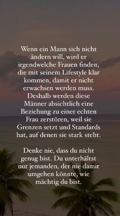 a poem written in german on the beach with palm trees