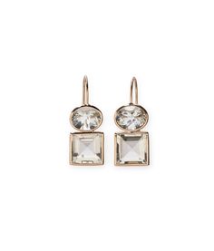 14k Duo Earrings in Green Amethyst. Fine gold earwires with faceted oval and square light green amethyst stones. Square Stone Earrings, Hoop Charms, Square Stone, Pink Topaz, Sky Blue Topaz, Jewelry Show, Fall Accessories, Lemon Quartz, Green Amethyst