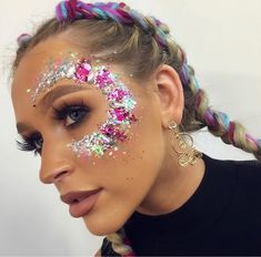 Glitter Face Makeup, Carnaval Make-up, Festival Face Paint, Festival Paint, Coachella Makeup, Festival Make Up