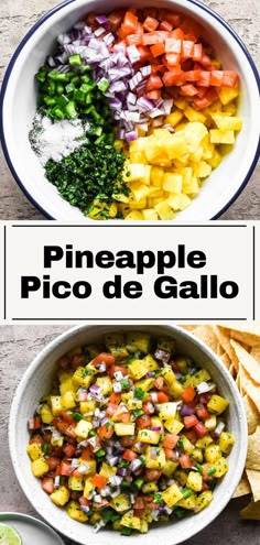 pineapple pico de gallo with salsa and tortilla chips on the side