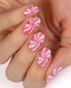 https://www.instagram.com/p/CXui17DsNJd/?utm_medium=share_sheet Sweets Nail Art, Pink Peppermint Nails, Peppermint Nail Art, Candy Land Nails, Candyland Nails, Candy Nails Designs, Sweets Nails, Peppermint Nails, Candy Nail Art