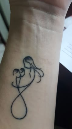 a small tattoo on the wrist of a woman