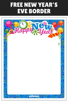 a happy new year's eve border with balloons and confetti on it