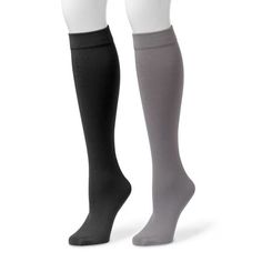 Cozy up your life with Muk Luks Women's 2-Pack Fleece-Lined Knee-high socks. These socks are trendy, great basics, and they can be worn casually or with a dressier outfit. They are incredibly warm, lightweight, and comfortable on your feet and legs, making them perfect for the colder months. These super soft socks are designed to be the comfiest treat for your feet. Size: Large/X.  Color: Black.  Gender: female.  Age Group: adult. Striped Thigh High Socks, Striped Knee High Socks, Over Knee Socks, Womens Thermal, Soft Sock, Thigh High Socks, Grey Outfit, Black Fleece, Knee High Socks