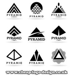 the logos for pyramids and other things that are in different shapes, sizes and colors