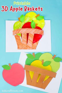 an apple basket and paper cut out to look like apples