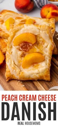 peach cream cheese danish on a cutting board