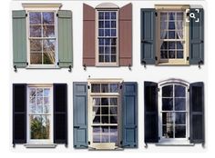 six different types of windows with shutters