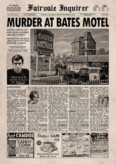 Original Halloween Movie, Movie Newspaper, Helloween Wallpaper, Newspaper Poster, Norman Bates, Bates Motel, Newspaper Print, Vintage Newspaper, Halloween Movie