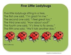 five ladybugs sitting in a row with the words five little ladybugs