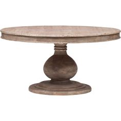 a round wooden table with two pedestals on each side and an oval base at the top