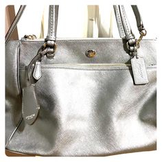 This Is Amazing! So Many Pockets ( See Photos) Large Hand Bag, Large Bags, Coach Bags, Bag Lady, Handbags, Silver, Women Shopping, Color