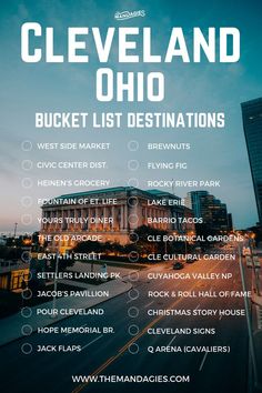 the cleveland ohio bucket list is shown