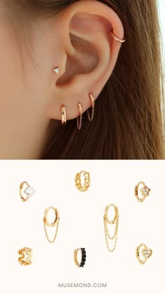 four different types of ear piercings