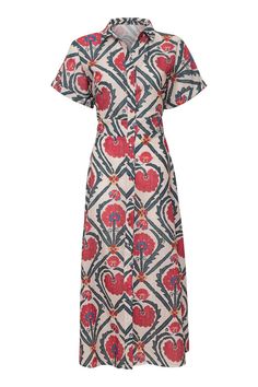 Think of this dress as your (outfitting) better half: a little boho, a little classy, and a whole lot of perfect. With flattering tiers and a softly structured shape, this is the dress you'll wear on repeat this season, whether walking on the beach or heading to dinner downtown. * Pure Linen * Button front * Machine wash Fitted Ikat Print Maxi Dress, Bohemian Viscose Dresses For Daywear, Summer Ikat Print Midi Dress, Summer Midi Dress With Ikat Print, Bohemian Short Sleeve Shirt Dress For Spring, Spring Bohemian Short Sleeve Shirt Dress, Spring Short Sleeve Bohemian Shirt Dress, Elegant Midi-length Dress With Boho Print, Spring Maxi Dress With Ikat Print