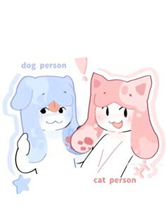 two cartoon cats with the caption dog person and cat person