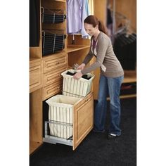 Rev-A-Shelf 24 Inch Soft Close Wire Bin Hamper - Silver CH-241419-RM-217 | CabinetParts.com Closet Hamper, Laundry Hamper Cabinet, Double Hamper, Pants Organization, Scarf Rack, Wire Bins, Closet Rods, Wood Waste, Laundry Bin