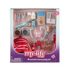 my life as an animal rescue play set in its box with all the items inside