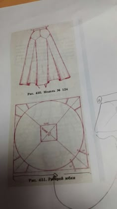 the design for a skirt is shown in red ink