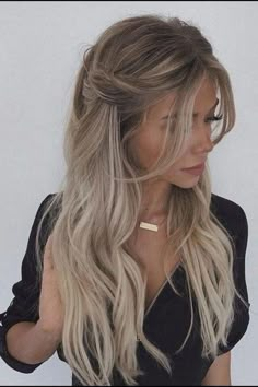 @jackiemarie166 Really Long Hair, Beautiful Hair Color, Long Blonde, Hair St, Prom Hairstyles, Braids For Long Hair, Long Blonde Hair, Hair Color Trends, Homecoming Hairstyles