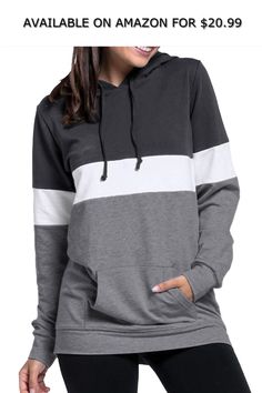 ZXH Women Long Sleeve Hoodie Colorblock Swearshirt Pocket Front Drawstring Top ◆ AVAILABLE ON AMAZON FOR: $20.99 ◆ ZXH Women Long Sleeve Hoodie Colorblock Swearshirt Pocket Front Drawstring TopCare guide:1. According to the light and different computer monitors, the color may be slightly different as pictures show. Besides, please allow 1-3cm error due to manual measurement. Your understanding and support are highly appreciated. In order to make sure our item could fit you well, please check the Kitchen Accesories, Tunic Tops Casual, Casual Tunics, Womenswear Fashion, Striped Sweatshirts, Tunic Sweatshirt, Plus Size Hoodies, Loose Pullover