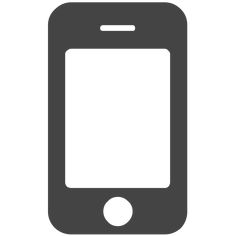 an icon of a cell phone with a blank screen on the front and back side