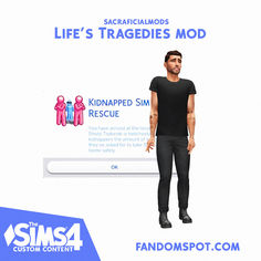 a man standing in front of a sign that says life's tragedes mod