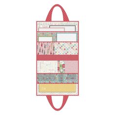 a red and white wall hanging organizer