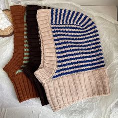 Korean Ins Vintage Striped Balaclava Hats Autumn and Winter Cute One-piece Knitted Braised Egg Striped Balaclava, Knit Balaclava, Beanies For Men, Design Tape, Knitted Balaclava, Belt Purse, Bold Stripes, Winter Gift, Ice Cream Cake