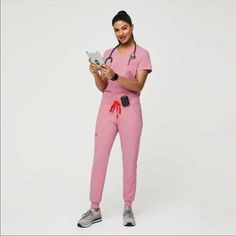 Nwt Figs Zamora Joggers/Pants Tall In Chalk Pink New With Tags Scrub Pants/Joggers Only In Tall ~Smoke-Free Home ~Same Or Next Day Shipping ~Bundle To Save ~Top Rated Seller Please Comment If You Have Any Questions! Sorry No Trades, But Open To Offers Maternity Scrubs, Navy Scrubs, Pink Scrubs, Black Jogger Pants, Figs Scrubs, Blue Scrubs, Blue Joggers, Scrub Sets, Light Pink Color