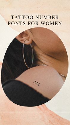 a woman's back with the words tattoo number font for women written on it