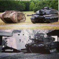 two pictures of tanks in different stages of being displayed