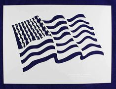 an american flag made out of blue and white wavy lines on a sheet of paper